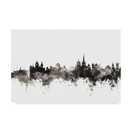 Michael Tompsett 'Lausanne Switzerland Skyline Black White' Canvas Art,16x24